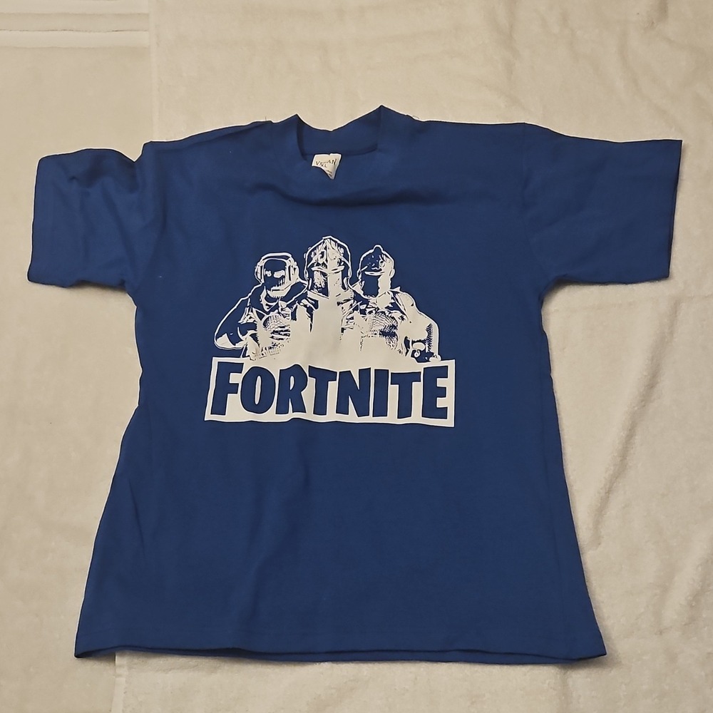 Velan Fortnite Blue Graphic Men's T-Shirt Crew Neck‎ XL